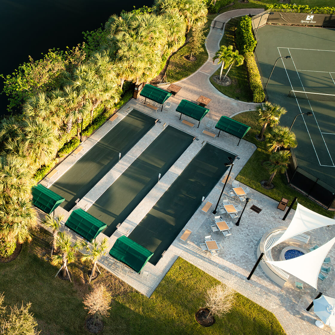 Bocce courts area viewed from above