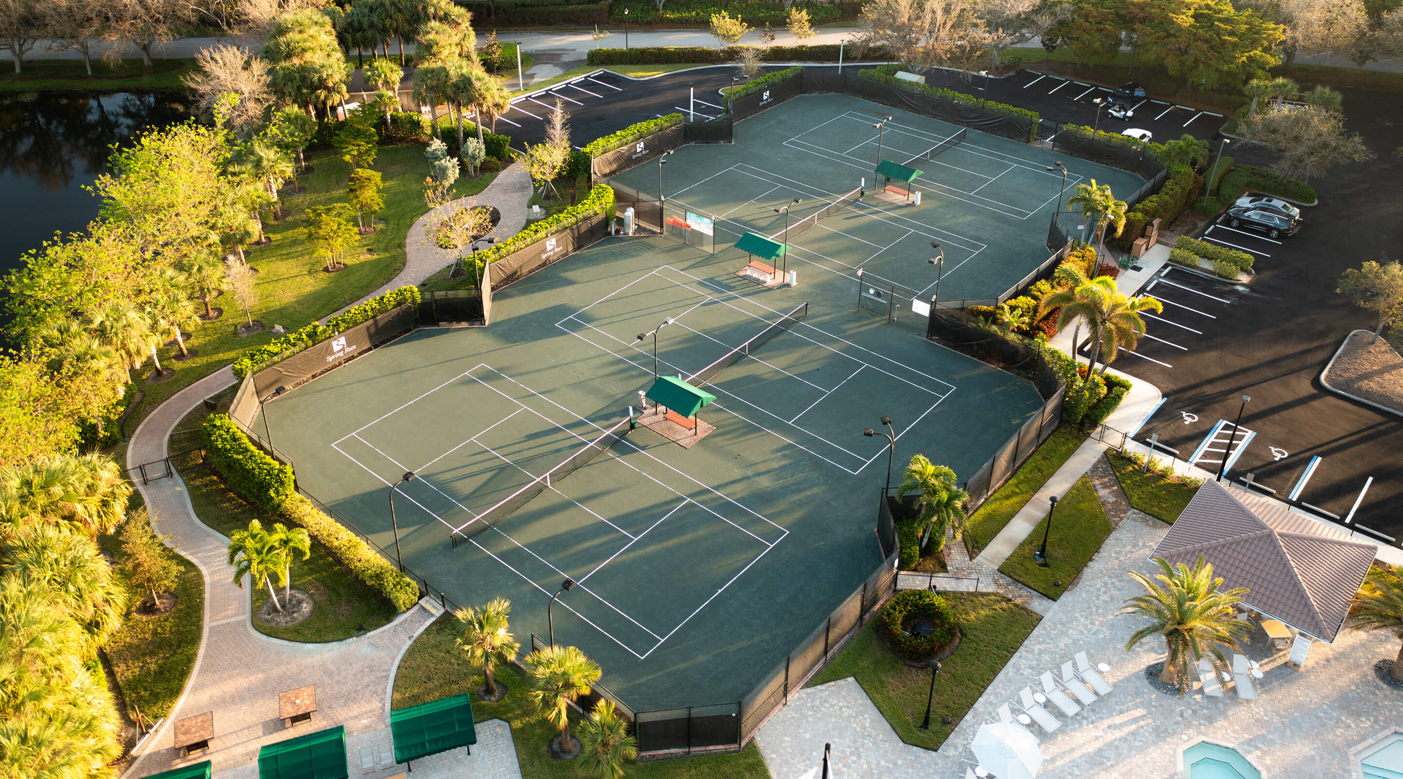 aerial view of tennis courts