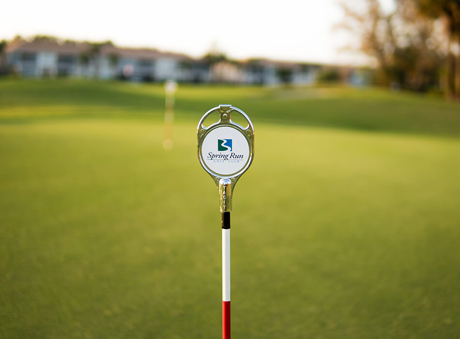 golf course sign with Spring Run logo